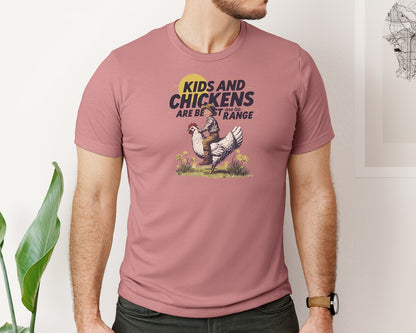 brand:Bella Canvas|color:Heather Mauve|Kids And Chickens Vintage Farm Graphic T-Shirt