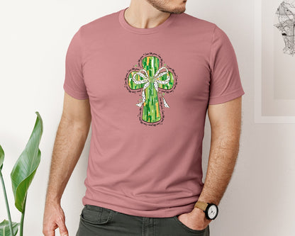 brand:Bella Canvas|color:Heather Mauve|Love Like Jesus Cross Bow Graphic T-Shirt