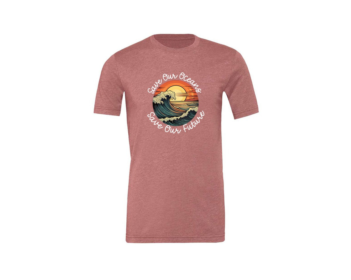 brand:Generic|color:Heather Mauve|Save Our Oceans Save Our Future Graphic T-Shirt