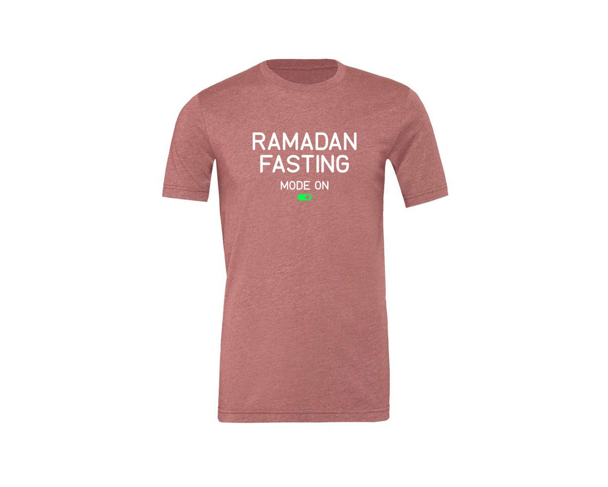 brand:Generic|color:Heather Mauve|Ramadan Fasting Mode On Ramadan Typogra Graphic T-Shirt