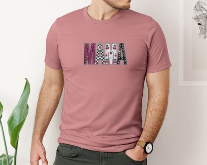 brand:Bella Canvas|color:Heather Mauve|Rhinestone Diamond Mama Trendy Shirt Graphic T-Shirt