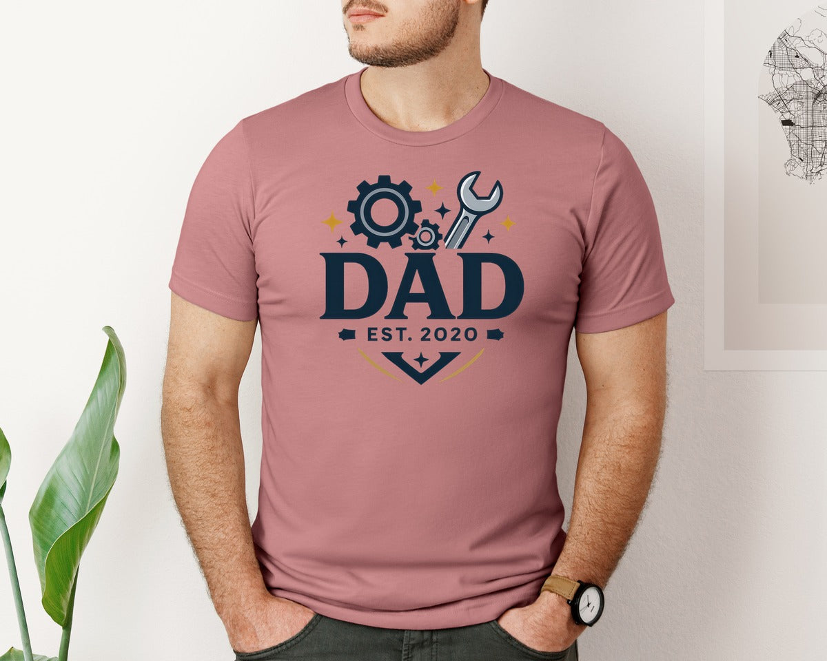 brand:Bella Canvas|color:Heather Mauve|Dad Established Fathers Day Tshirt Graphic T-Shirt