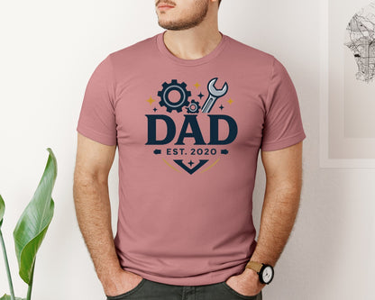 brand:Bella Canvas|color:Heather Mauve|Dad Established Fathers Day Tshirt Graphic T-Shirt
