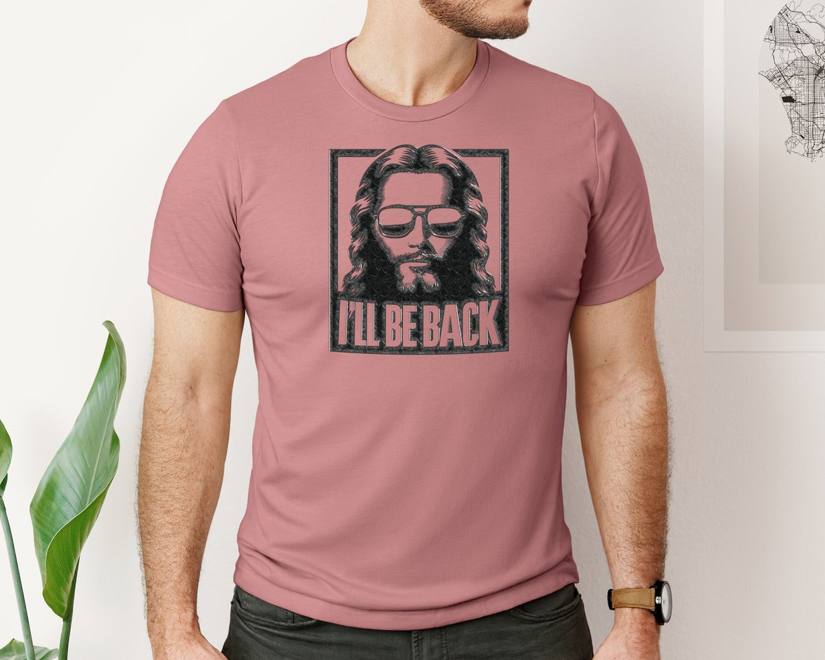 brand:Bella Canvas|color:Heather Mauve|Jesus Christ Jesus Ill Be Back Graphic T-Shirt
