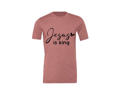 brand:Generic|color:Heather Mauve|Jesus Is King Jesus Christian 3 Graphic T-Shirt