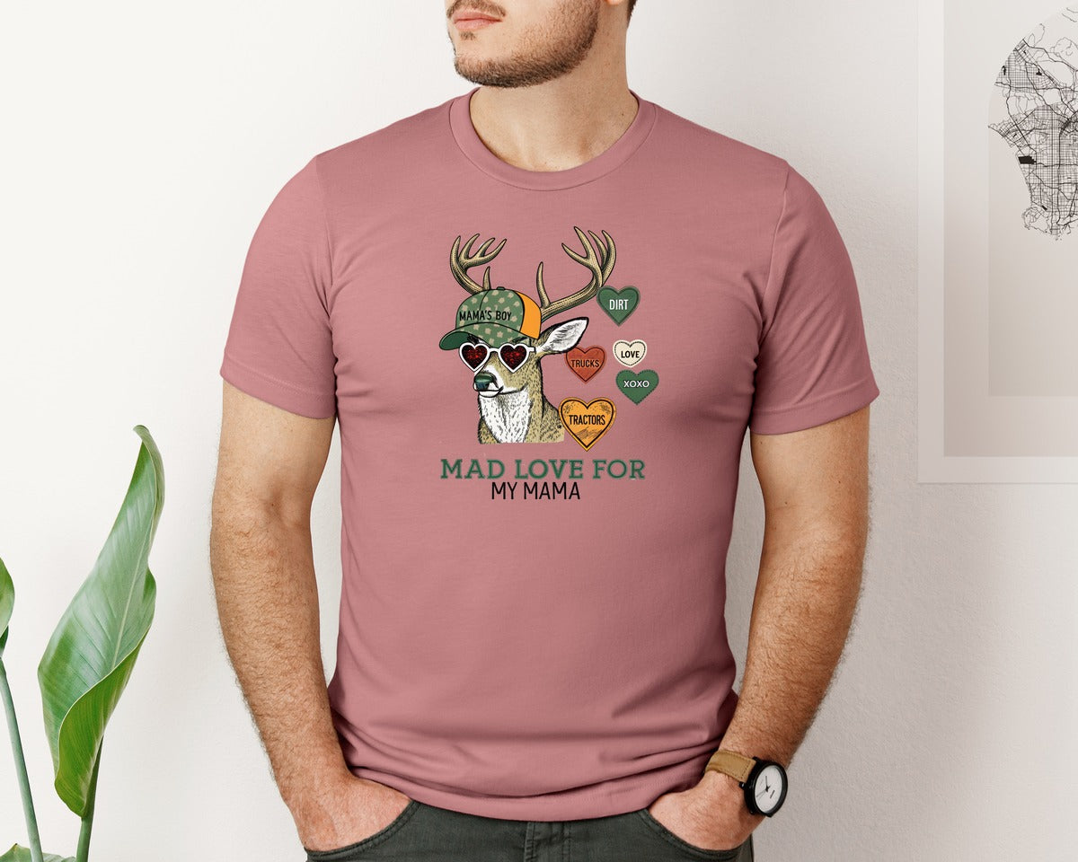 brand:Bella Canvas|color:Heather Mauve|Mad Love For Mama Valentine Graphic T-Shirt