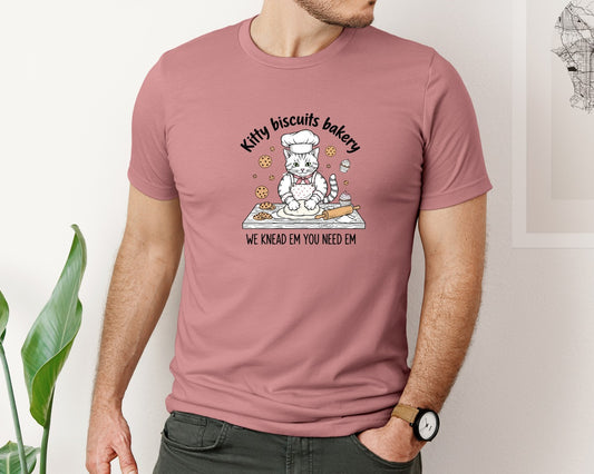 Cute Baker Cat Kitty Biscuits Bakery Graphic T-Shirt