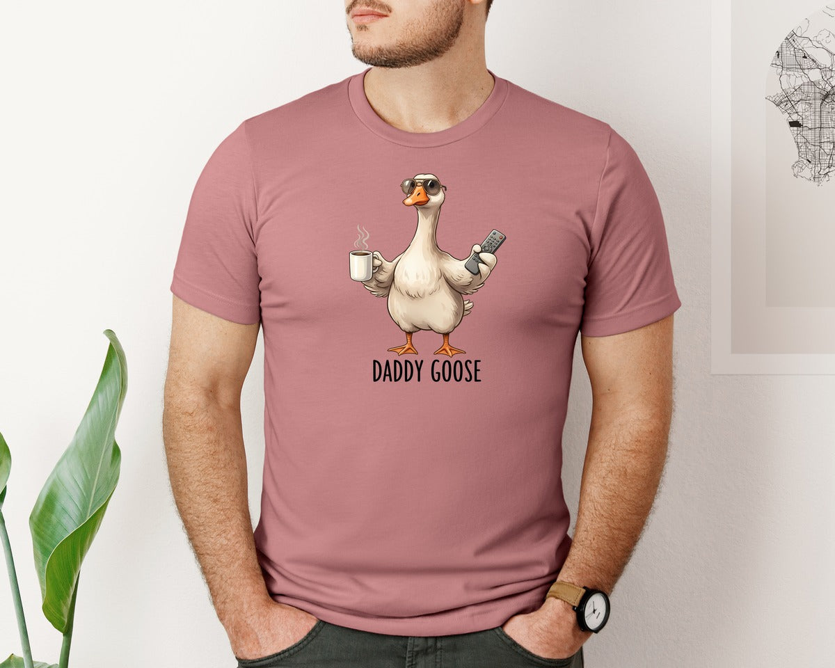 brand:Bella Canvas|color:Heather Mauve|Daddy Goose Silly Dad Fathers Day Graphic T-Shirt