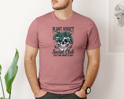 brand:Bella Canvas|color:Heather Mauve|Plant Addict Skull Design Graphic T-Shirt