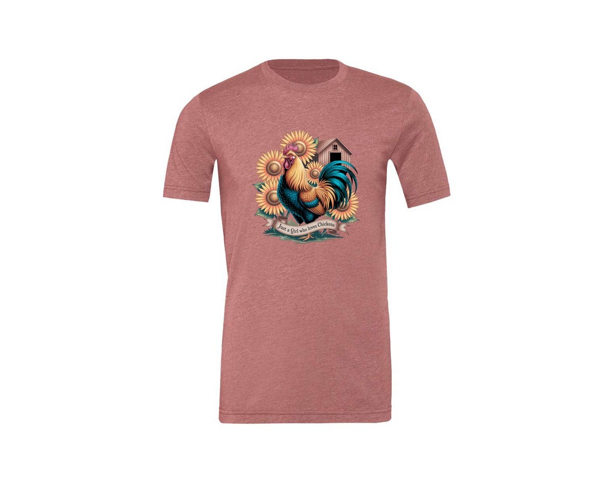 brand:Generic|color:Heather Mauve|Just A Girl Who Loves Chickens 10 Graphic T-Shirt