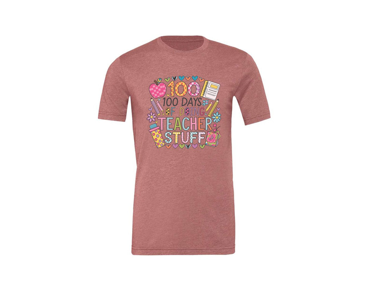 brand:Generic|color:Heather Mauve|100 Days Of School 57 Graphic T-Shirt