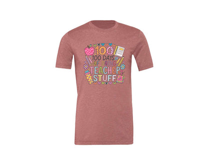 brand:Generic|color:Heather Mauve|100 Days Of School 57 Graphic T-Shirt