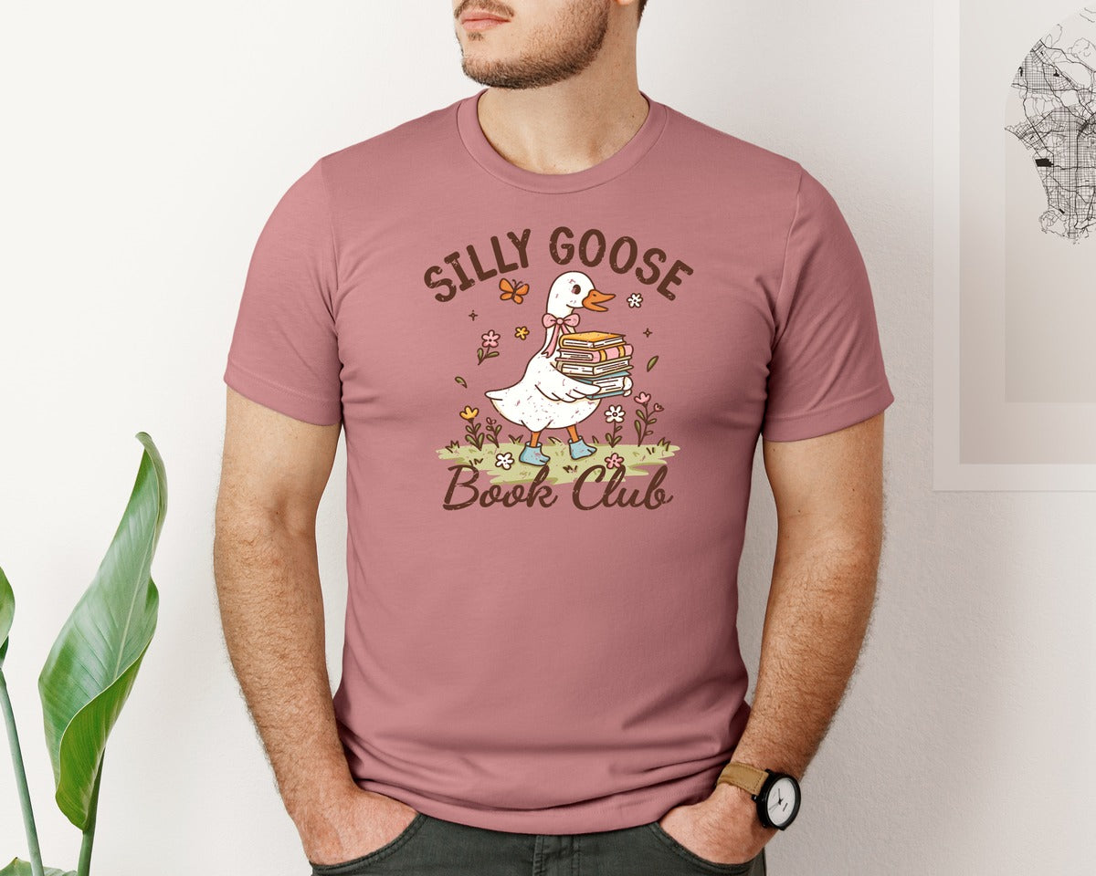 brand:Bella Canvas|color:Heather Mauve|Silly Goose Book Club Bookish Lover Graphic T-Shirt