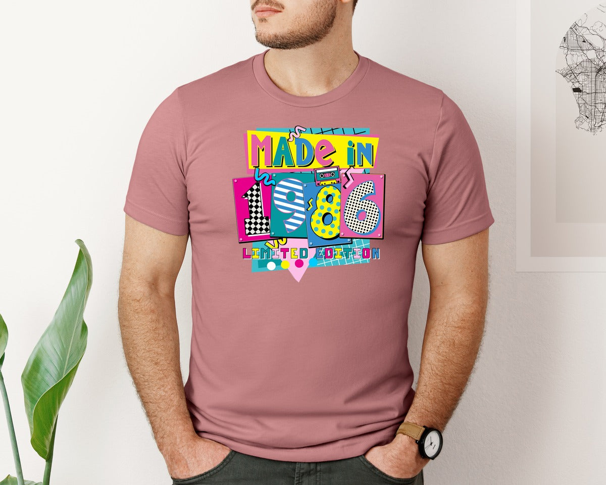 brand:Bella Canvas|color:Heather Mauve|Made In 1986 Graphic T-Shirt