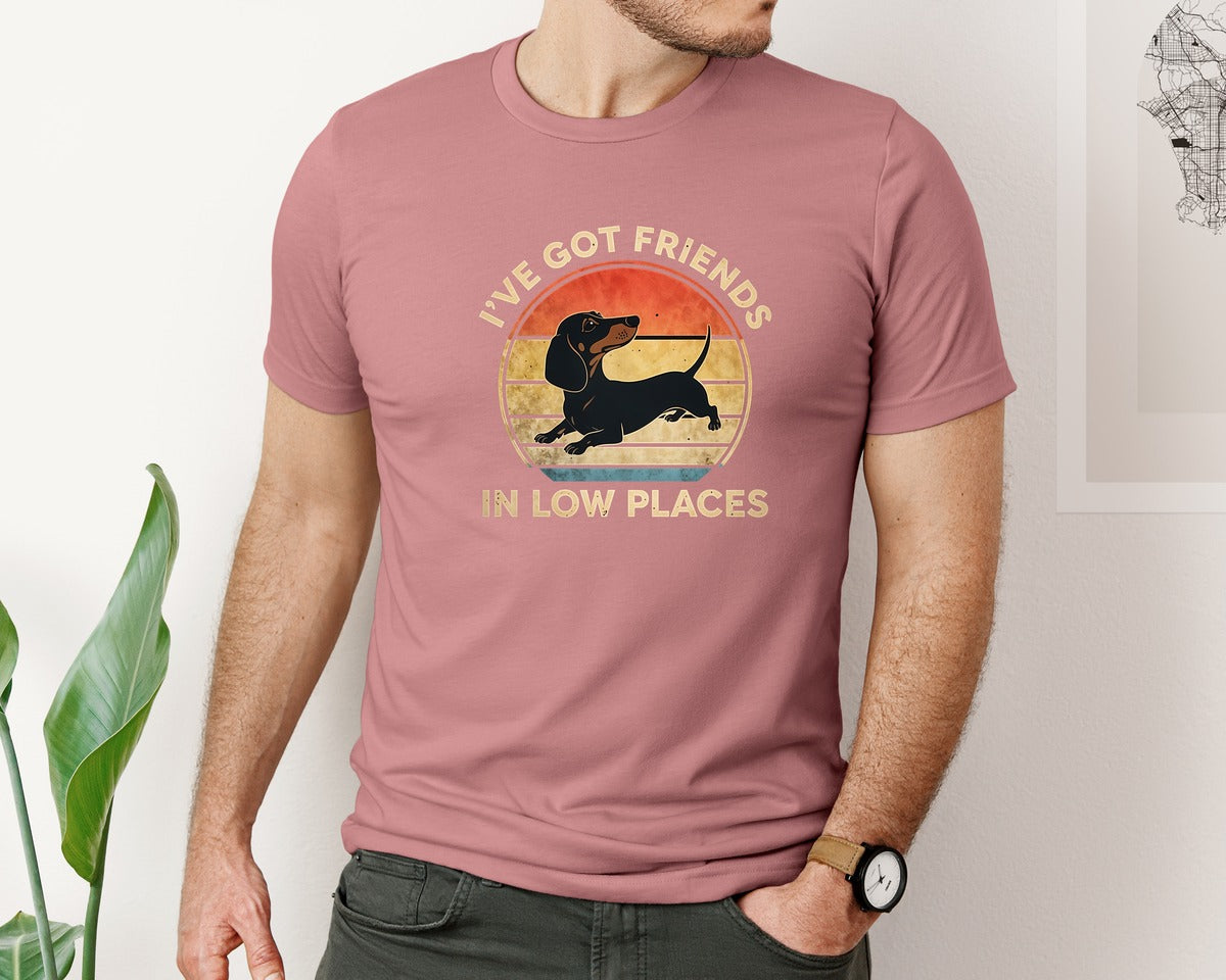 brand:Bella Canvas|color:Heather Mauve|Dachshund Ive Got Friends In Low Places 2 Graphic T-Shirt