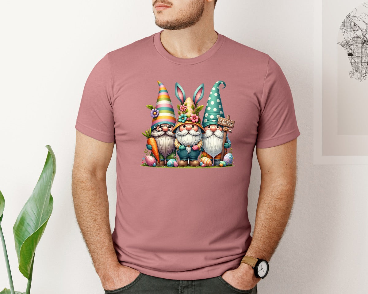 brand:Bella Canvas|color:Heather Mauve|Easter Bunny Spring Gnome Easter Graphic T-Shirt