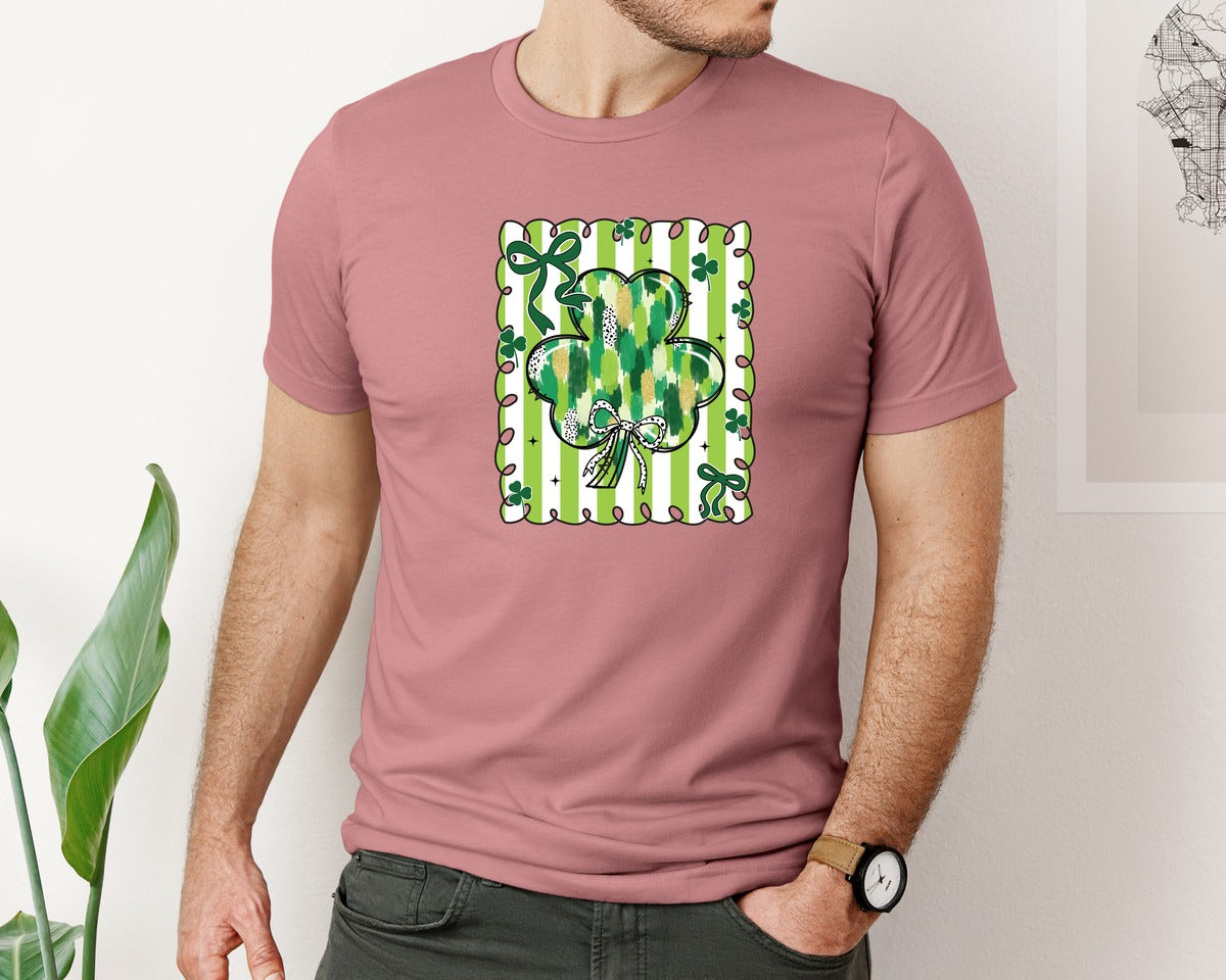 brand:Bella Canvas|color:Heather Mauve|St Patricks Day Shamrock 22 Graphic T-Shirt