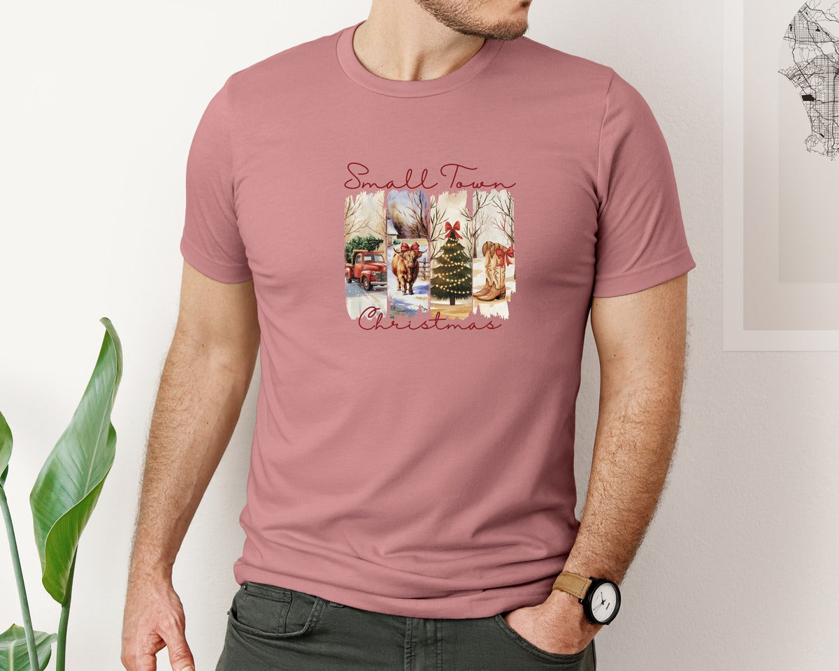 brand:Bella Canvas|color:Heather Mauve|Small Town Christmas 19 Graphic T-Shirt