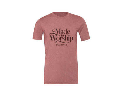 brand:Generic|color:Heather Mauve|Made To Worship Psalm 951 Design 3 Graphic T-Shirt