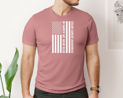 brand:Bella Canvas|color:Heather Mauve|Colorectal Colon Cancer Awareness Month Graphic T-Shirt