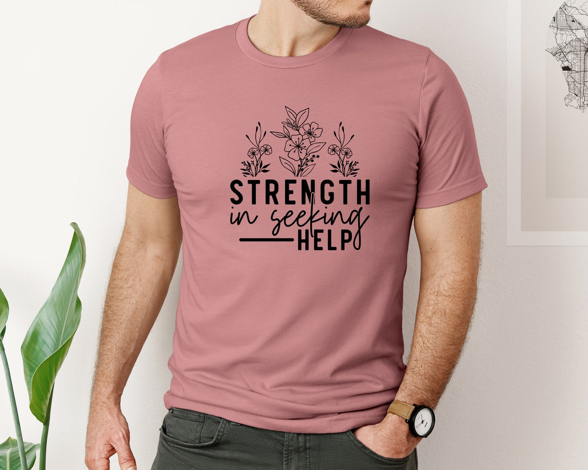 brand:Bella Canvas|color:Heather Mauve|Mental Health Inspirational Sleeve Graphic T-Shirt