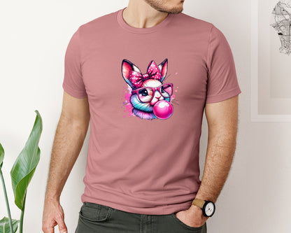 brand:Bella Canvas|color:Heather Mauve|Hipster Bunny T Shirt Design Graphic T-Shirt