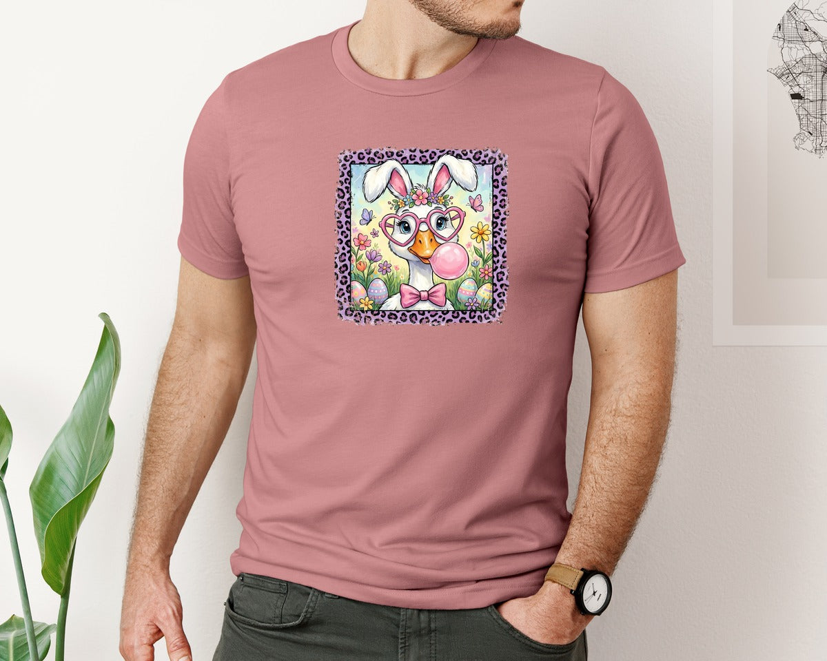 brand:Bella Canvas|color:Heather Mauve|Cute Easter Goose 3 Graphic T-Shirt