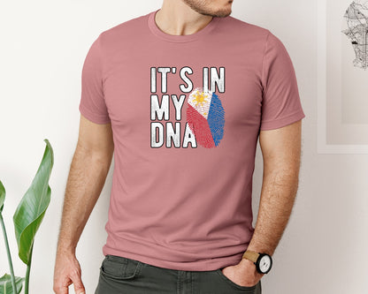 brand:Bella Canvas|color:Heather Mauve|Its In My Dna Philippines Flag Graphic T-Shirt