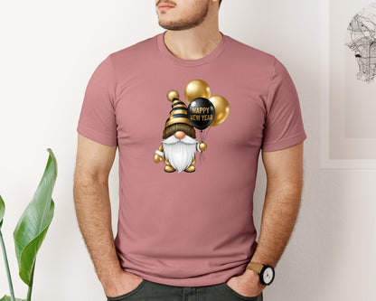 brand:Bella Canvas|color:Heather Mauve|Golden Gnome Happy New Year Graphic T-Shirt
