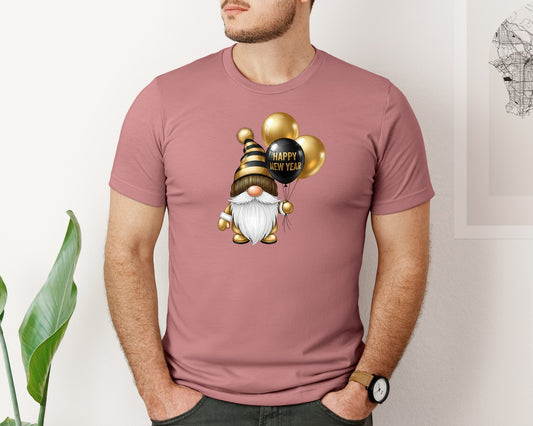Golden Gnome Happy New Year Graphic T-Shirt