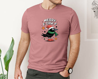 brand:Bella Canvas|color:Heather Mauve|Funny Christmas F Caw F Design 2 Graphic T-Shirt