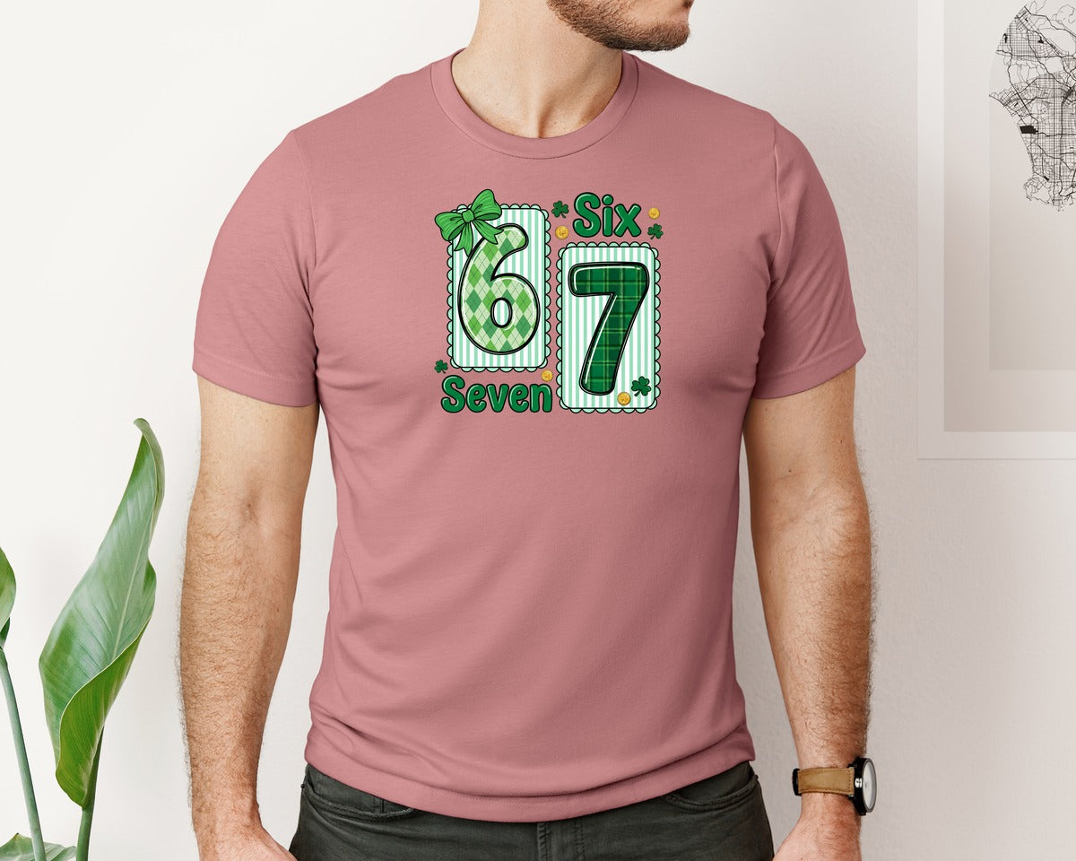 brand:Bella Canvas|color:Heather Mauve|Trendy Six Seven St Patricks Graphic T-Shirt