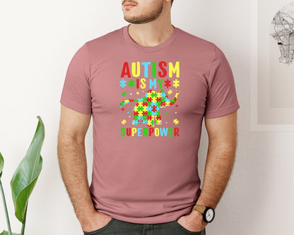 brand:Bella Canvas|color:Heather Mauve|Autism Is My Superpower T Shirt 2 Graphic T-Shirt