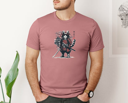 brand:Bella Canvas|color:Heather Mauve|Vintage Cat Samurai Warrior Shirt Graphic T-Shirt