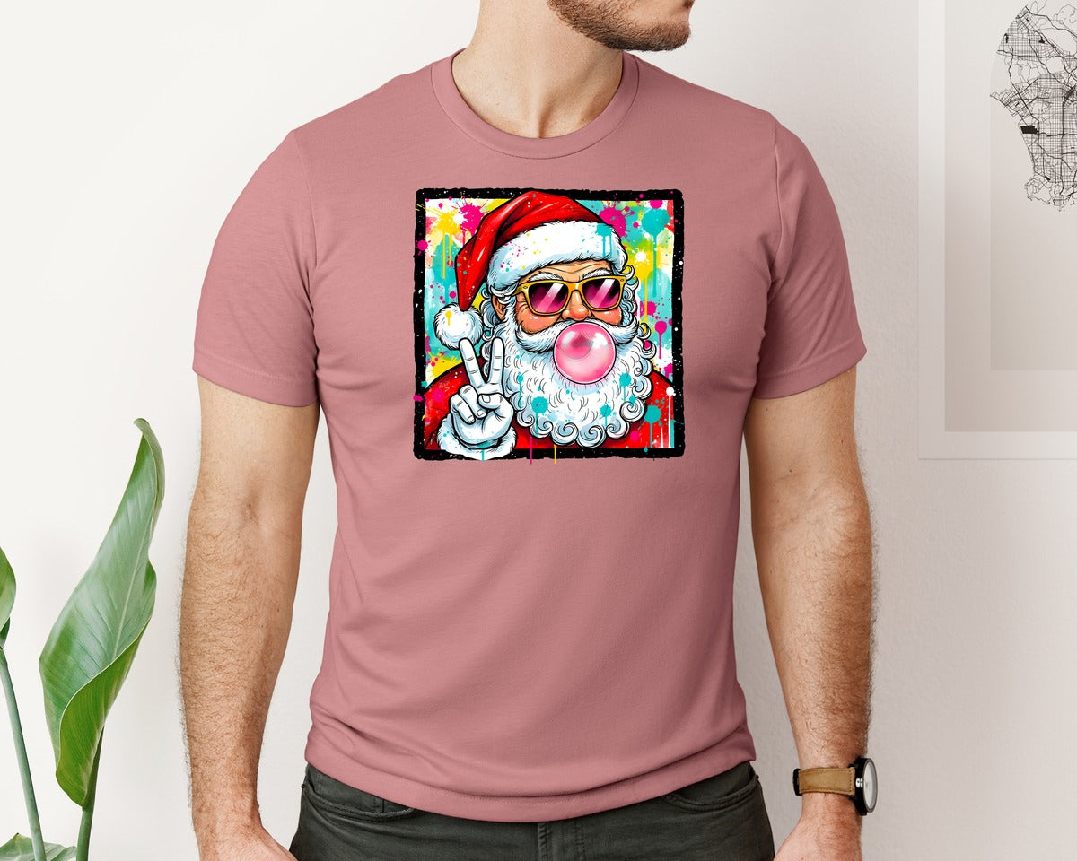 brand:Bella Canvas|color:Heather Mauve|Vintage Santa Peach Christmas Graphic T-Shirt