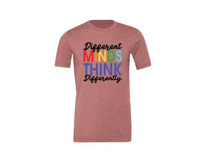 brand:Generic|color:Heather Mauve|Different Minds Autism T Shirt Graphic T-Shirt