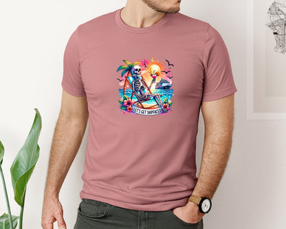 brand:Bella Canvas|color:Heather Mauve|Cruise Skeleton Funny Graphic T-Shirt