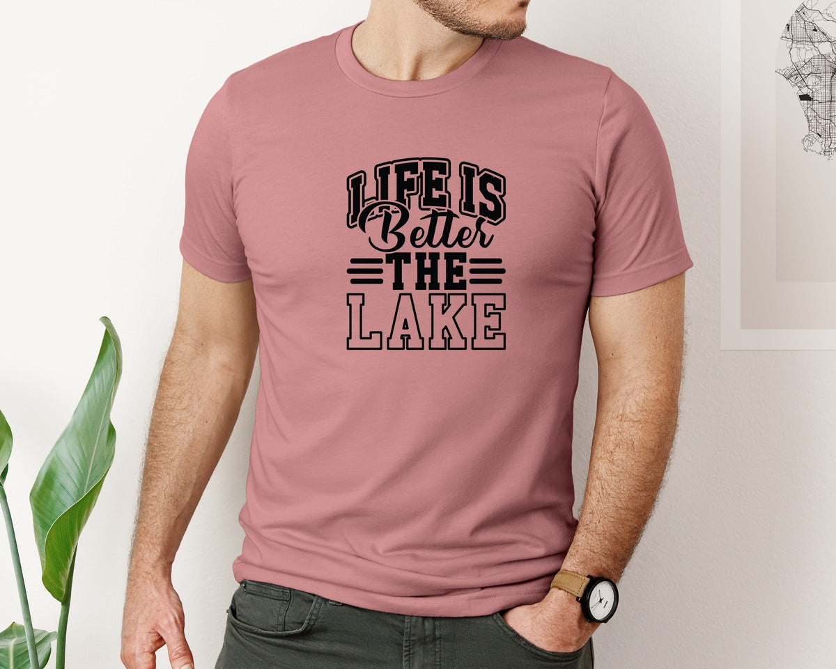 brand:Bella Canvas|color:Heather Mauve|Life Is Better At The Lake 64 Graphic T-Shirt