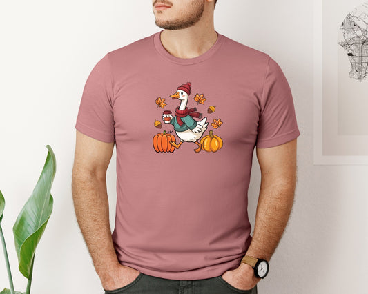 Fall Goose Fall Pumpkin Goose Graphic T-Shirt