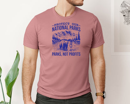 brand:Bella Canvas|color:Heather Mauve|Protect Our National Parks Shirt Save Graphic T-Shirt