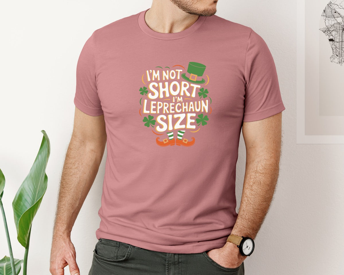 brand:Bella Canvas|color:Heather Mauve|Im Not Short Im Leprechaun Size 12 Graphic T-Shirt
