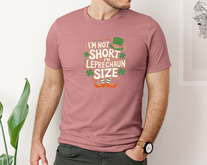 brand:Bella Canvas|color:Heather Mauve|Im Not Short Im Leprechaun Size 12 Graphic T-Shirt