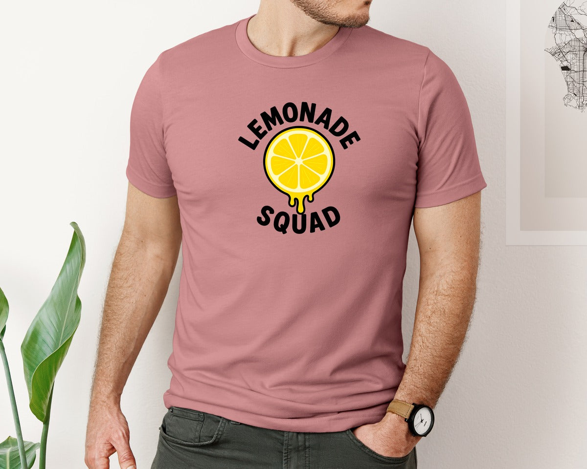 brand:Bella Canvas|color:Heather Mauve|Lemonade Squad Summer T Shirt Design Graphic T-Shirt
