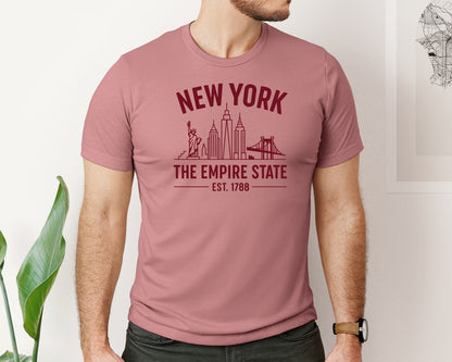 brand:Bella Canvas|color:Heather Mauve|New York The Empire State 2 Graphic T-Shirt
