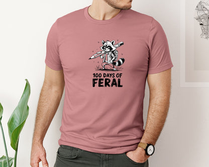 brand:Bella Canvas|color:Heather Mauve|100 Days Of Feral Raccoon 100 Days 2 Graphic T-Shirt