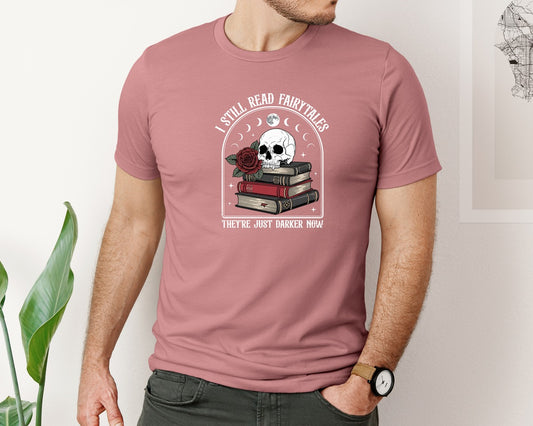Halloween Skeleton Rose Reading Book Graphic T-Shirt