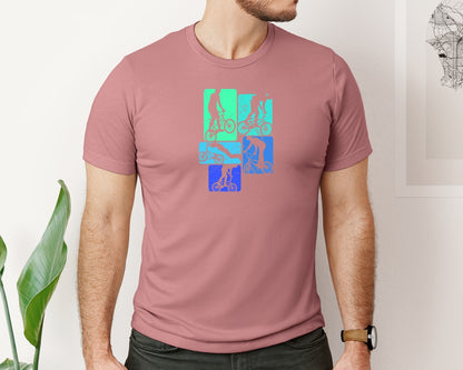 brand:Bella Canvas|color:Heather Mauve|Bicycle Retro Cycling T Shirt 3 Graphic T-Shirt