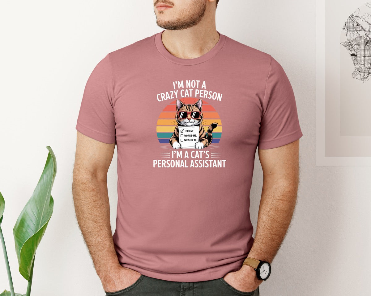 brand:Bella Canvas|color:Heather Mauve|Im Not A Crazy Cat Person Graphic T-Shirt