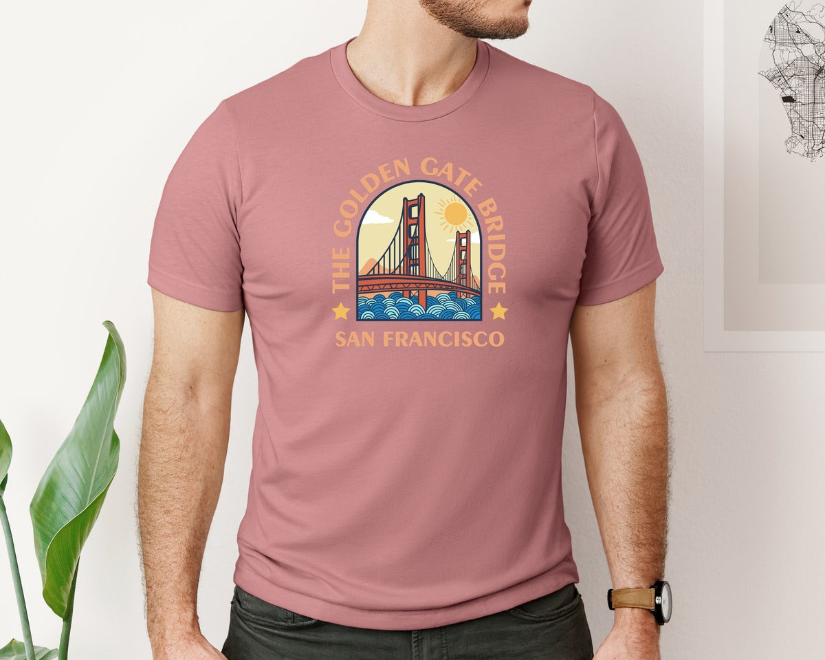brand:Bella Canvas|color:Heather Mauve|The Golden Gate Bridge Graphic T-Shirt