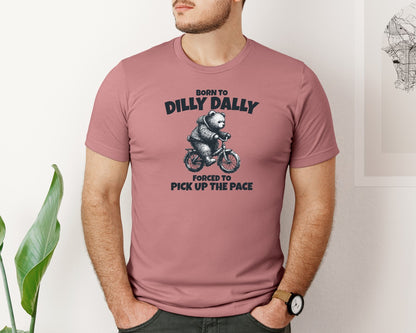brand:Bella Canvas|color:Heather Mauve|Born To Dilly Dally Little Bear Shirt Graphic T-Shirt
